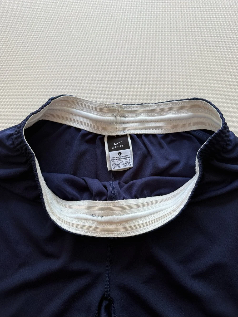 Nike Dri-Fit Navy Athletic Shorts with White Accents size L